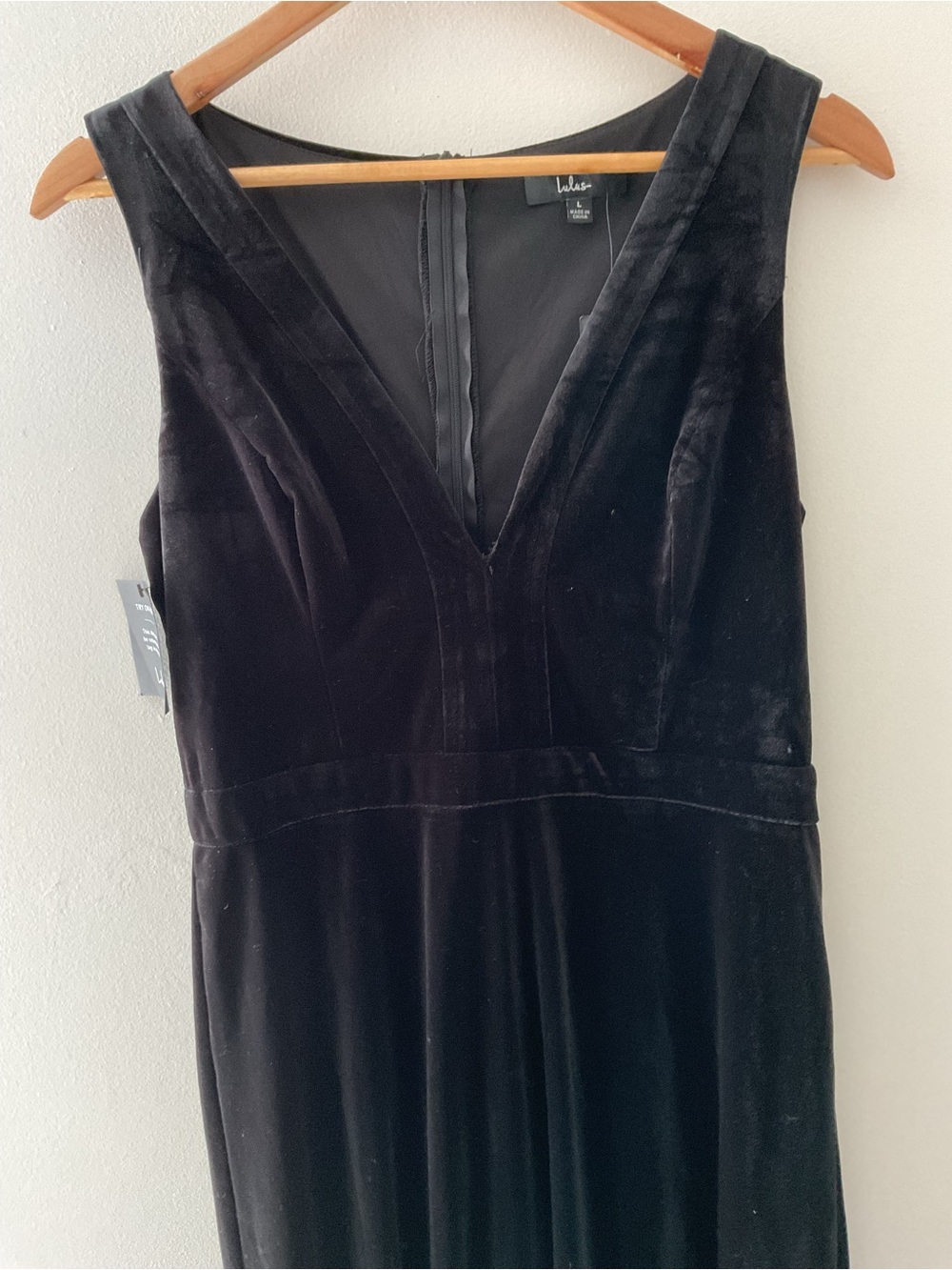 Lulus Beautiful Night Black Velvet Sleeveless V-Neck Maxi Dress Event Large NWT - Picture 8 of 15